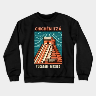 A Vintage Travel Art of Chichén Itzá - Mexico Crewneck Sweatshirt